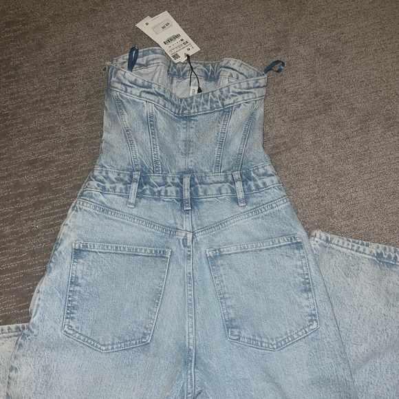 ZARA Corset Denim Jumpsuit Size Xsmall - Picture 3 of 7